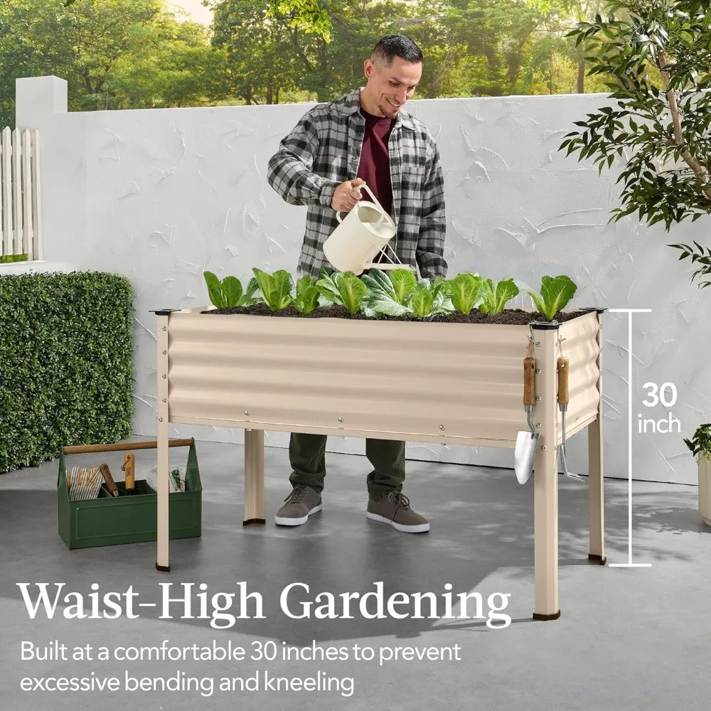 Galvanized Elevated Flower Bed Raised Planting Box For Garden