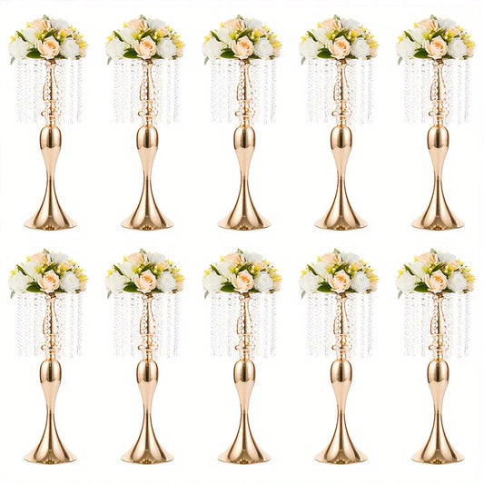 Function Crystal Flower Stand Centerpiece Metal Vase For Weddings