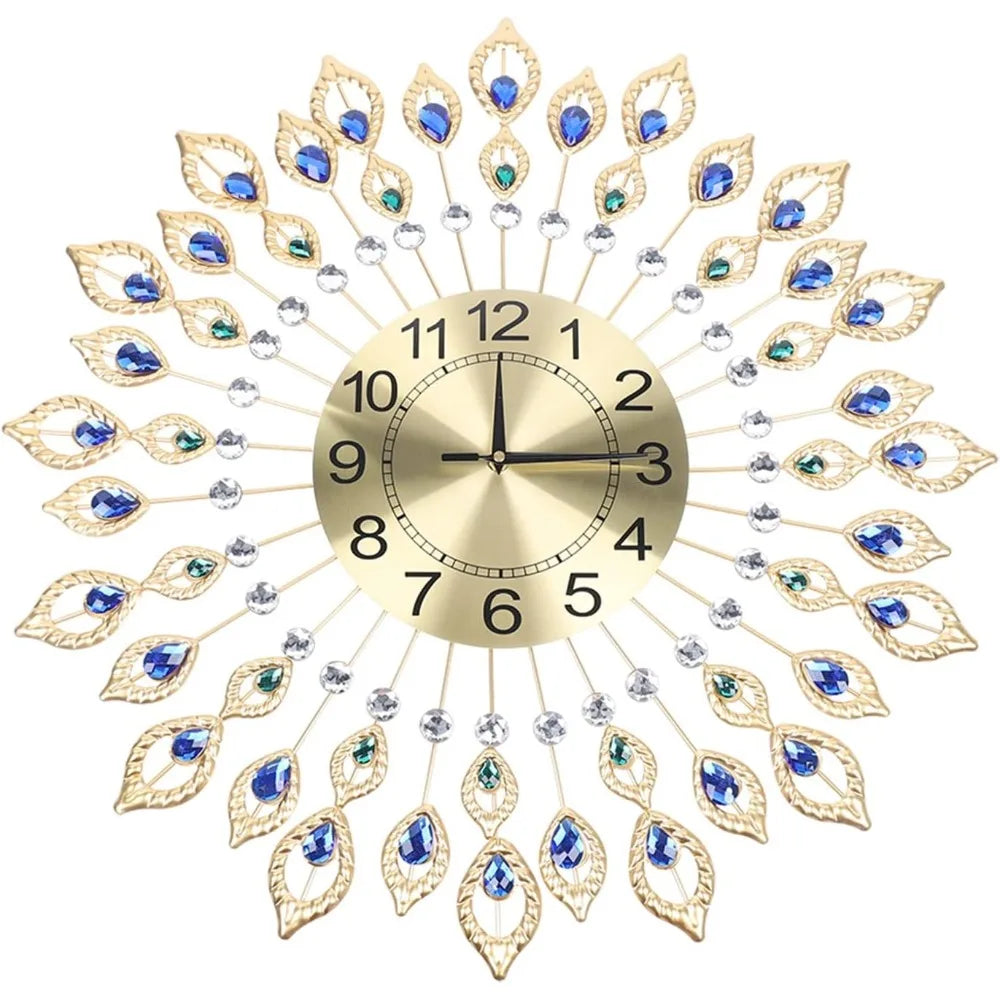 Elegant Crystal Wall Clock Modern Round Silent NonTicking