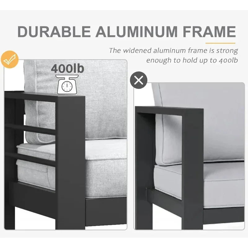 YUJINGXI Aluminum Fire Pit Patio Set 5 Piece Outdoor