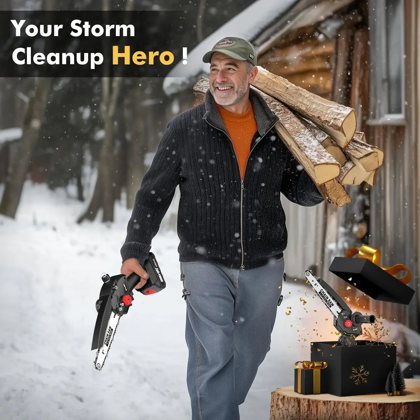 Seesii Cordless Mini Electric Saw Auto Oiler 2Ah Battery