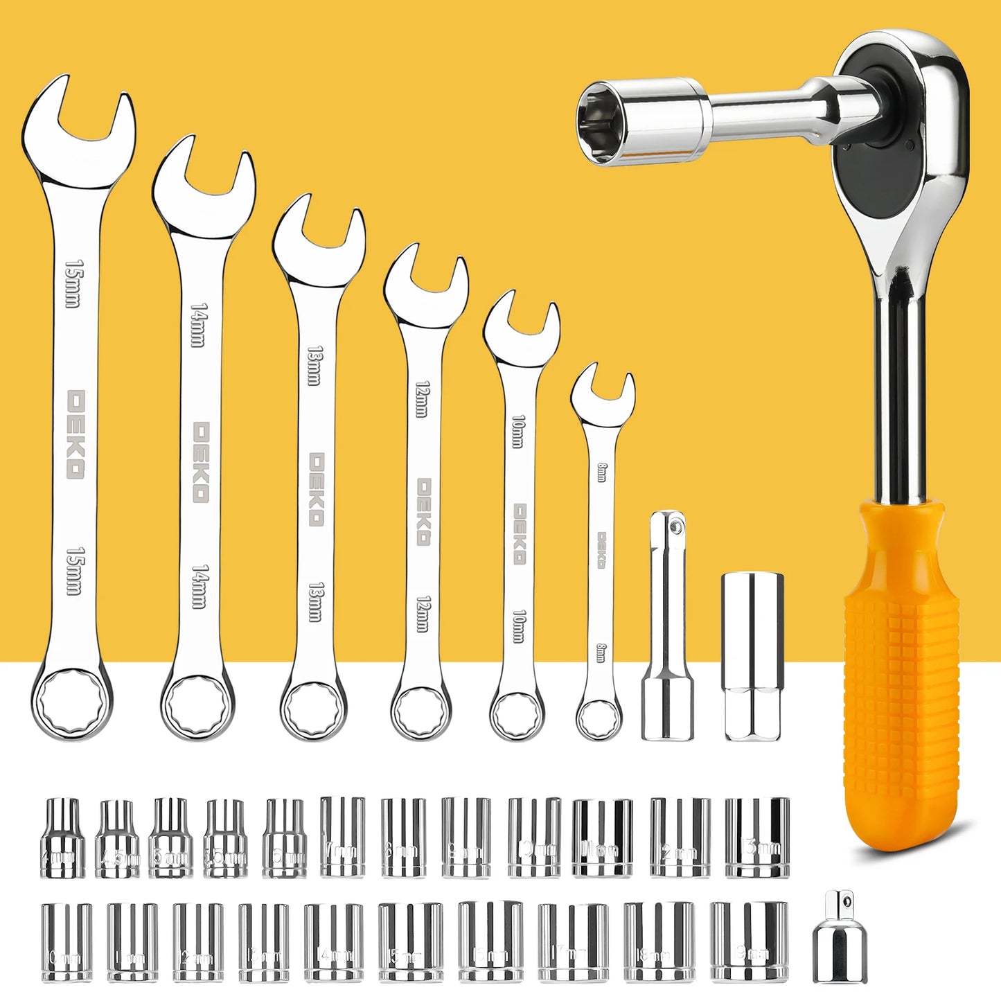 DEKOPRO 228Pcs Socket Wrench Auto Repair Tool Set With Toolbox
