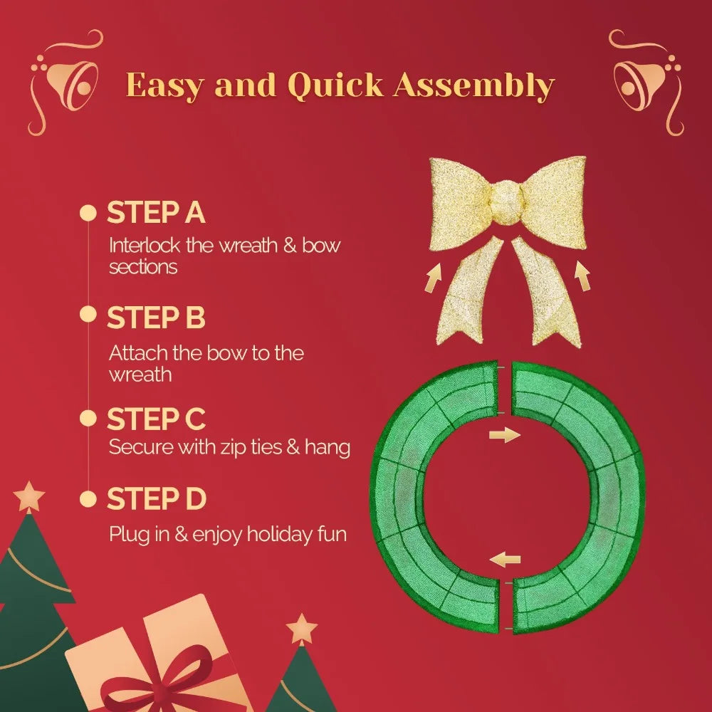 Guangdong Pre-Lit Indoor Outdoor Christmas Wreath With LED Lights