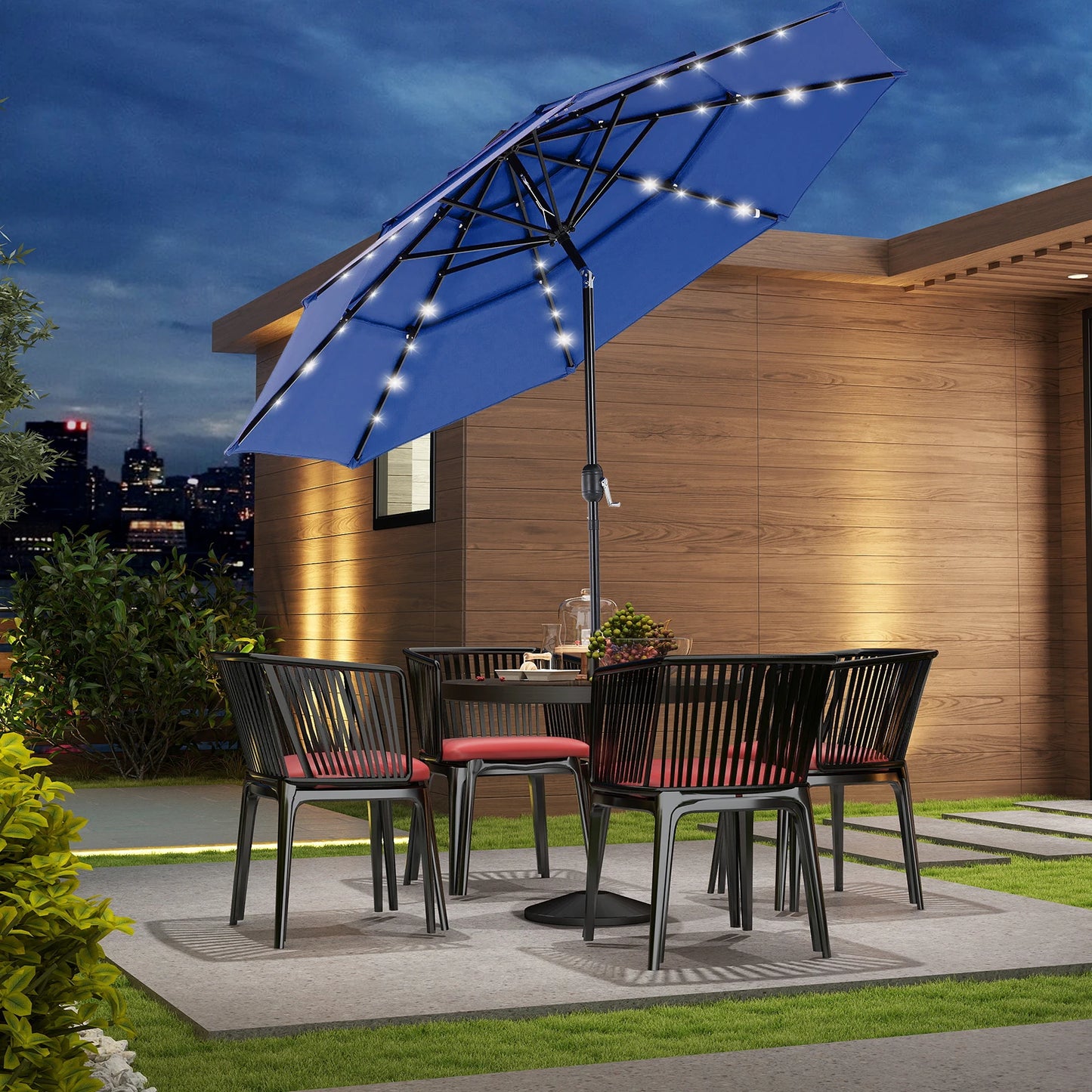 JHK Solar LED Patio Umbrella With Tilting Table