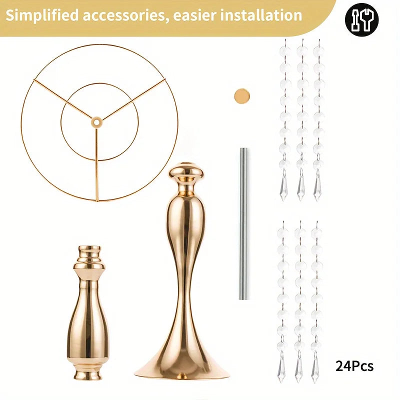 Function Crystal Flower Stand Centerpiece Metal Vase For Weddings