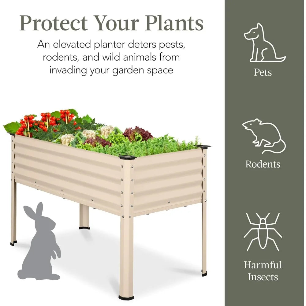 Galvanized Elevated Flower Bed Raised Planting Box For Garden