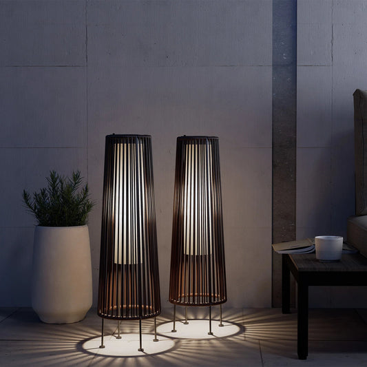 Grand Patio Wicker Solar Floor Light Two Piece Outdoor Lamp