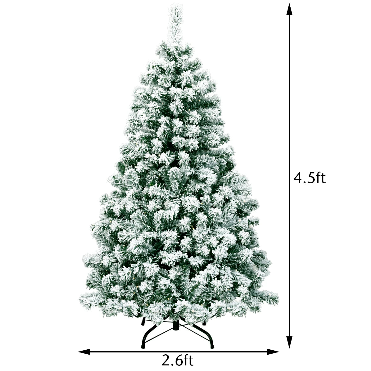 MULTIGOTE Pre Lit Snow Flocked Hinged Christmas Tree 200 Lights