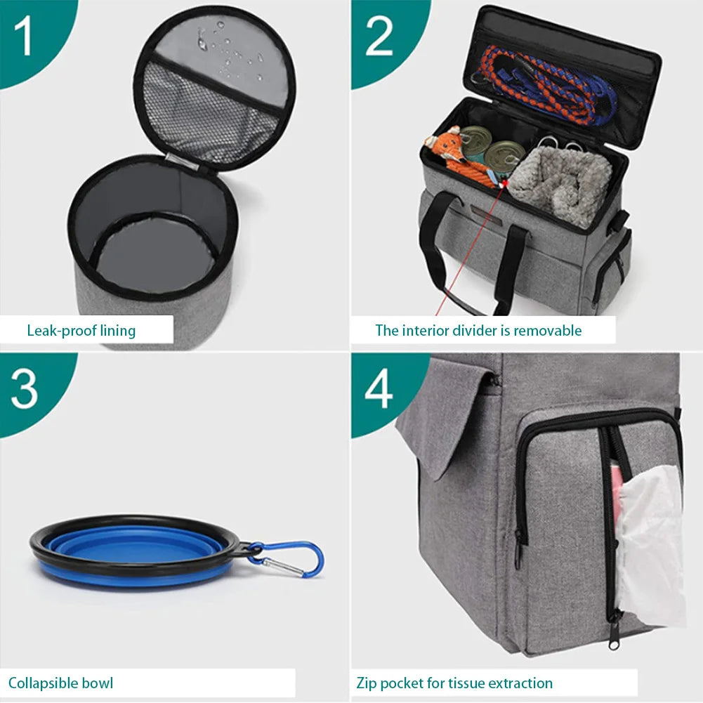 TWISTER.CK Dog Travel Backpack With Food Bags Bowls