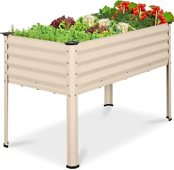 Galvanized Elevated Flower Bed Raised Planting Box For Garden