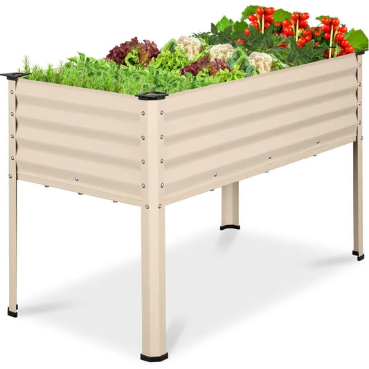 Galvanized Elevated Flower Bed Raised Planting Box For Garden