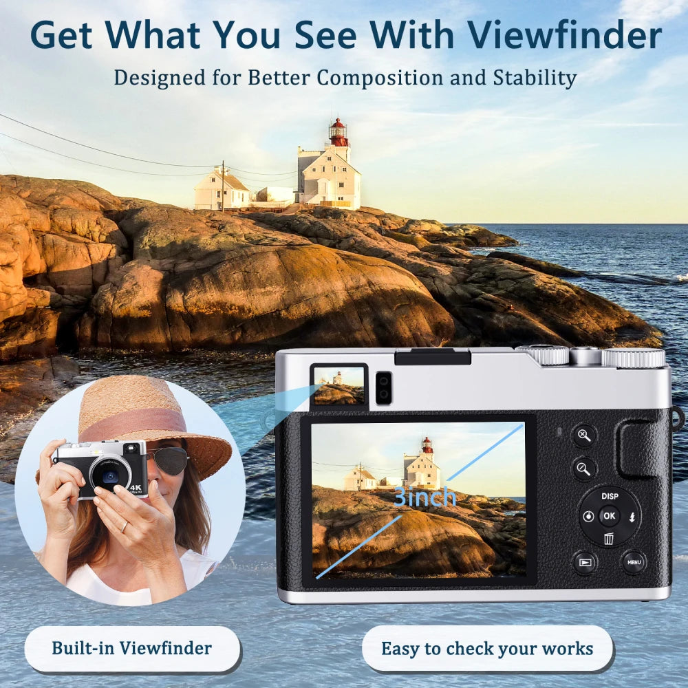 Zostuic 4K Digital Camera Autofocus 48MP Vlogging Camera