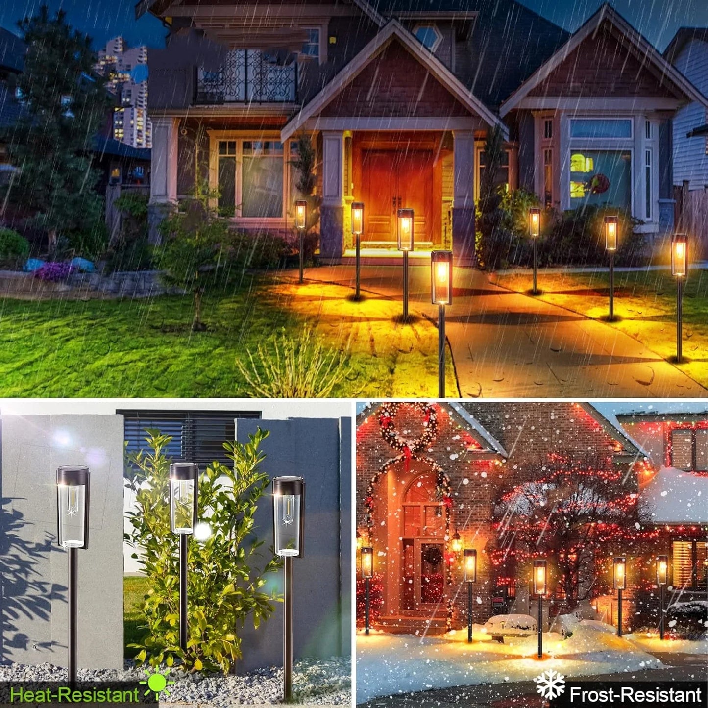 Outdoor Solar Pathway Lights Auto On Off Garden Lamps