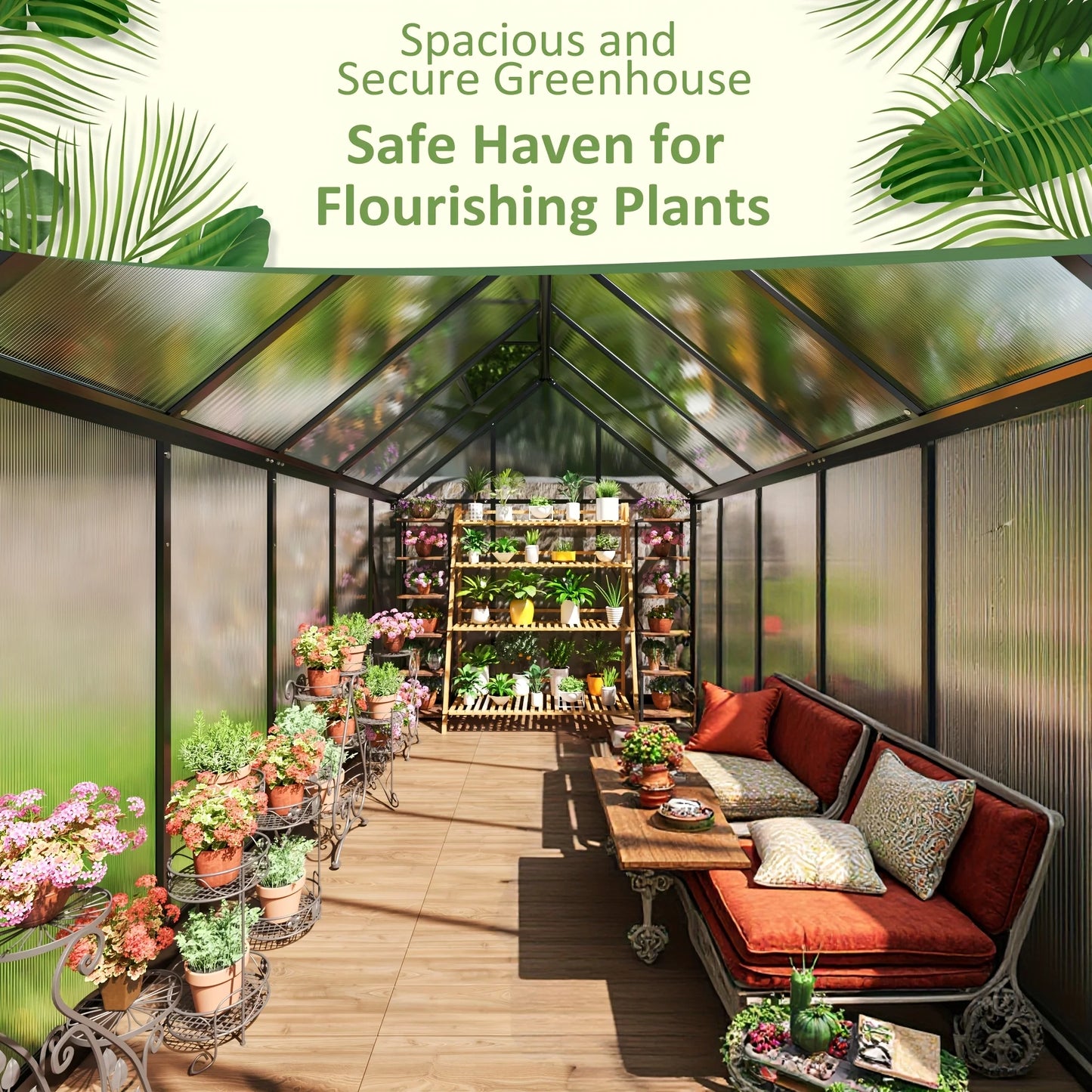 VIWAT Polycarbonate Greenhouse With Aluminum Frame UV Protection