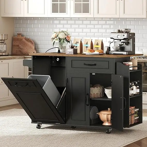 Ralgend Kitchen Island Built In Outlet And Foldout Sides