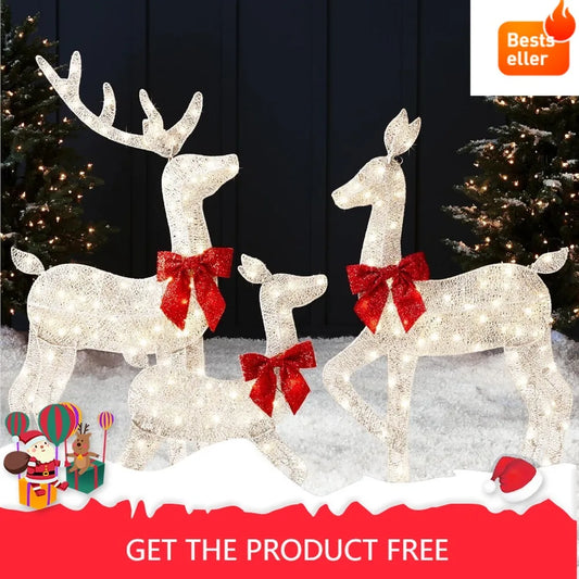 XMSJ 2D Deer Family Outdoor Christmas Decoration Lights