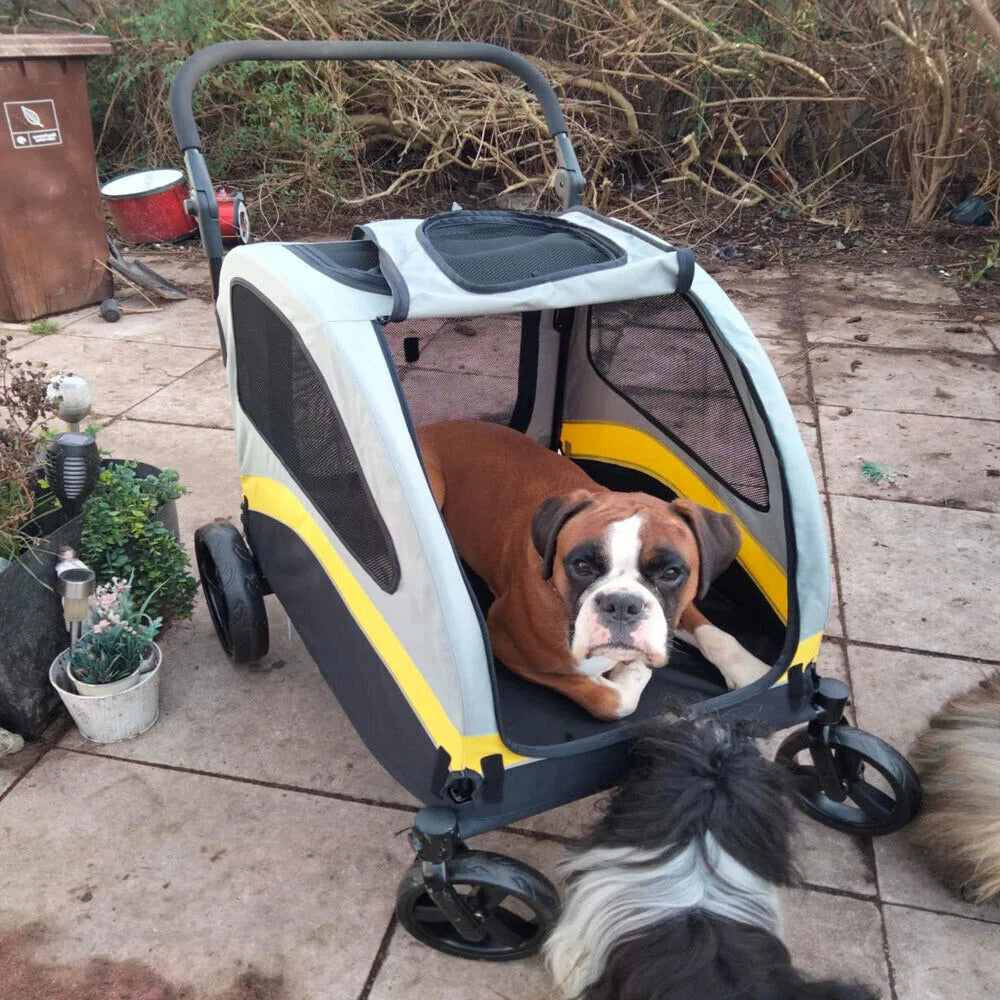 Premium Dog Stroller Pram 4 Wheel Foldable Travel Jogger