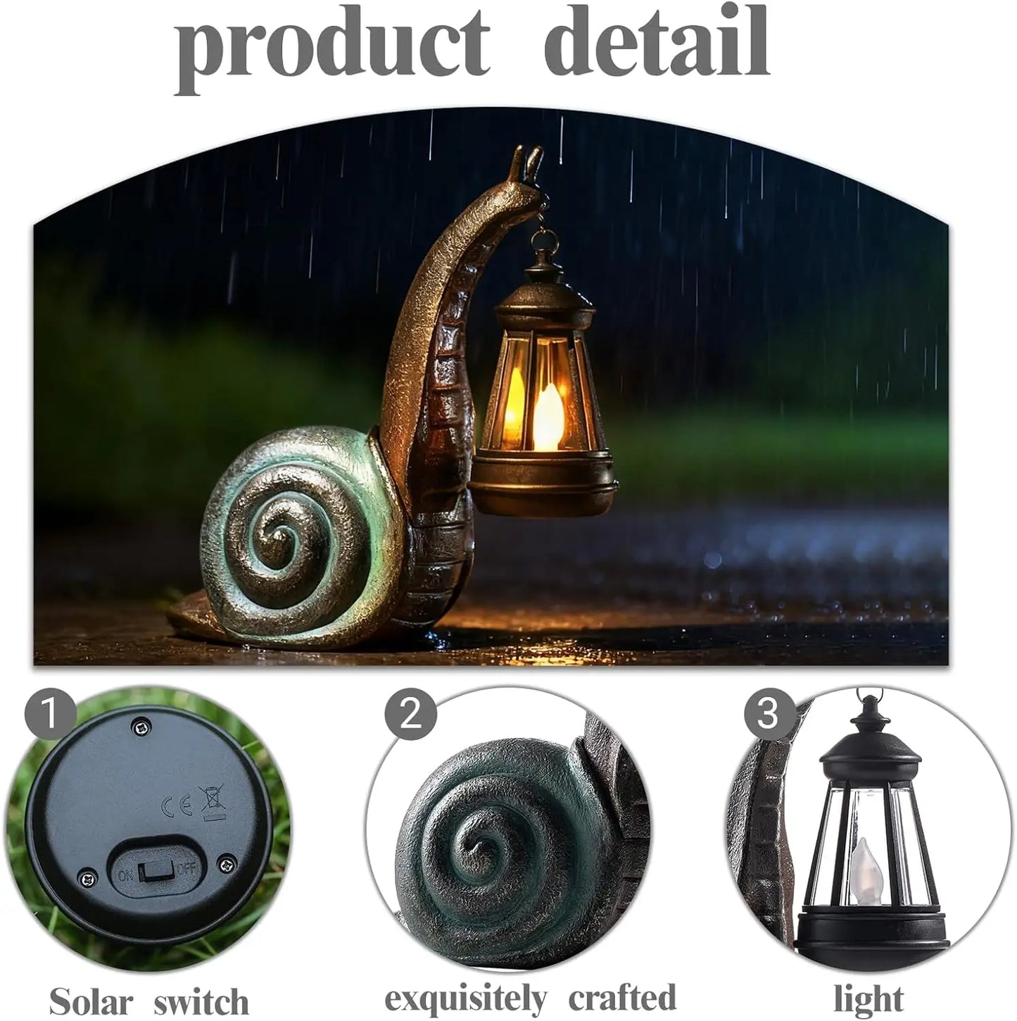XMSJ Solar Snail Garden Lights Outdoor Decor Solar Powered Figurine