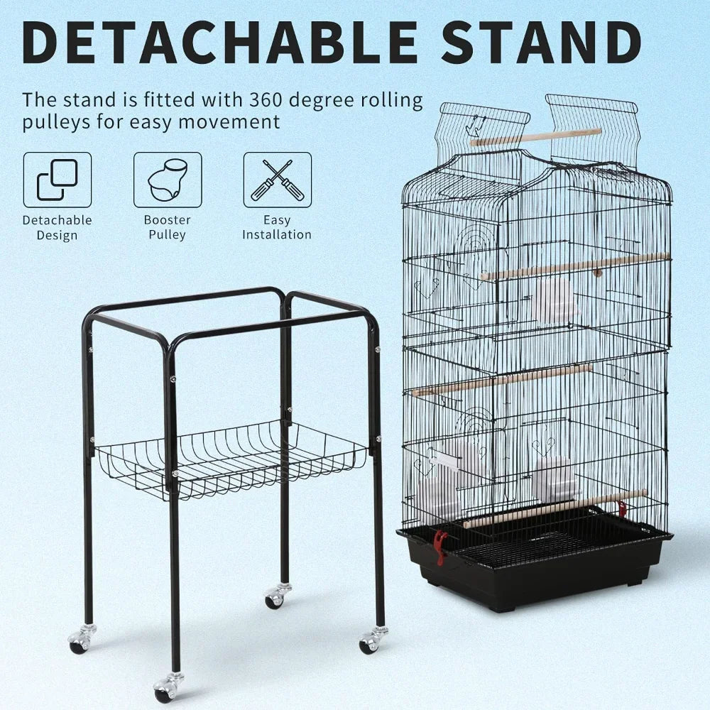 Gap Bird Cage With Rolling Stand Open Top For Parrots