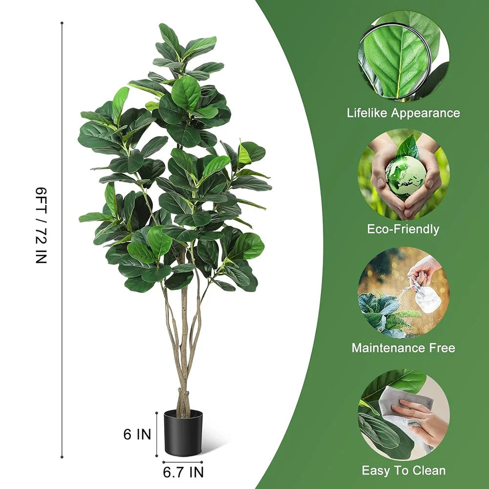 HiMISSCN Fiddle Leaf Fig Tree Artificial With Pot Decor