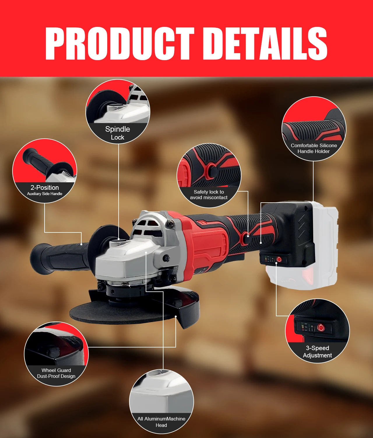 Milwaukee Compatible Brushless Angle Grinder Cordless Tool